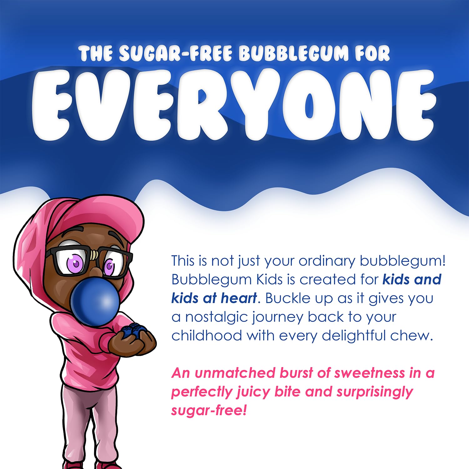 Bubblegum Kids Sugar Free Gum – Vegan & Gluten Free Bubble Gum for School Snack Time and Playdates