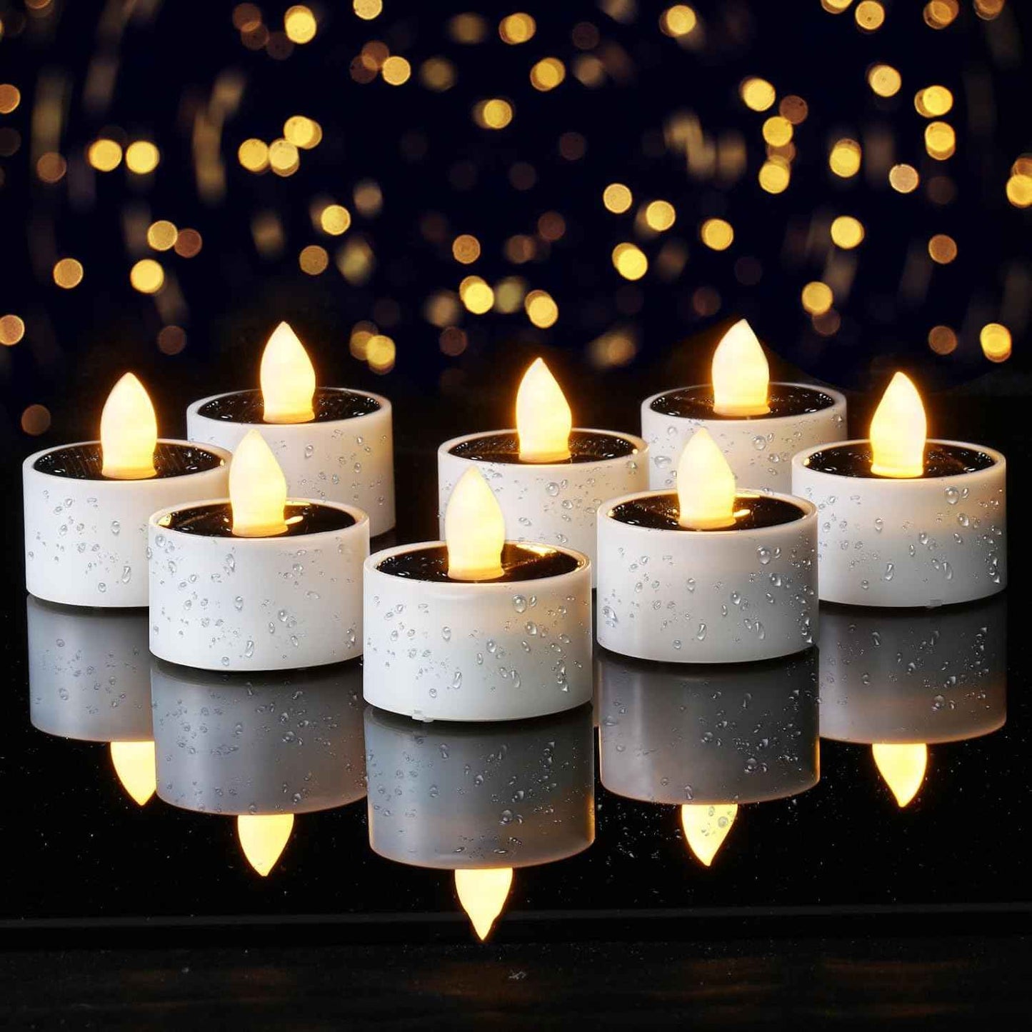 Homemory Solar Flickering Tea Lights – Cozy Ambient LED Votives for Window Sills, Bedroom Shelves, and Living Room Centerpieces