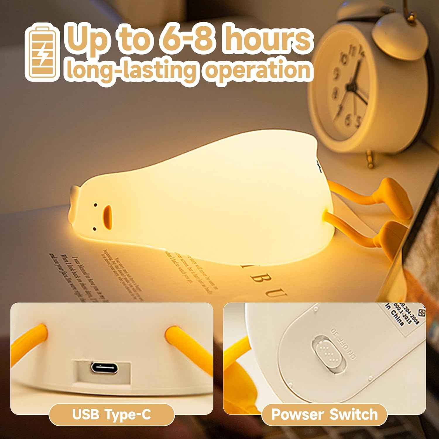 Duck Night Light – Holiday Gift for Women and Mom, Cute Squishy Lamp for Bedroom and Dorm