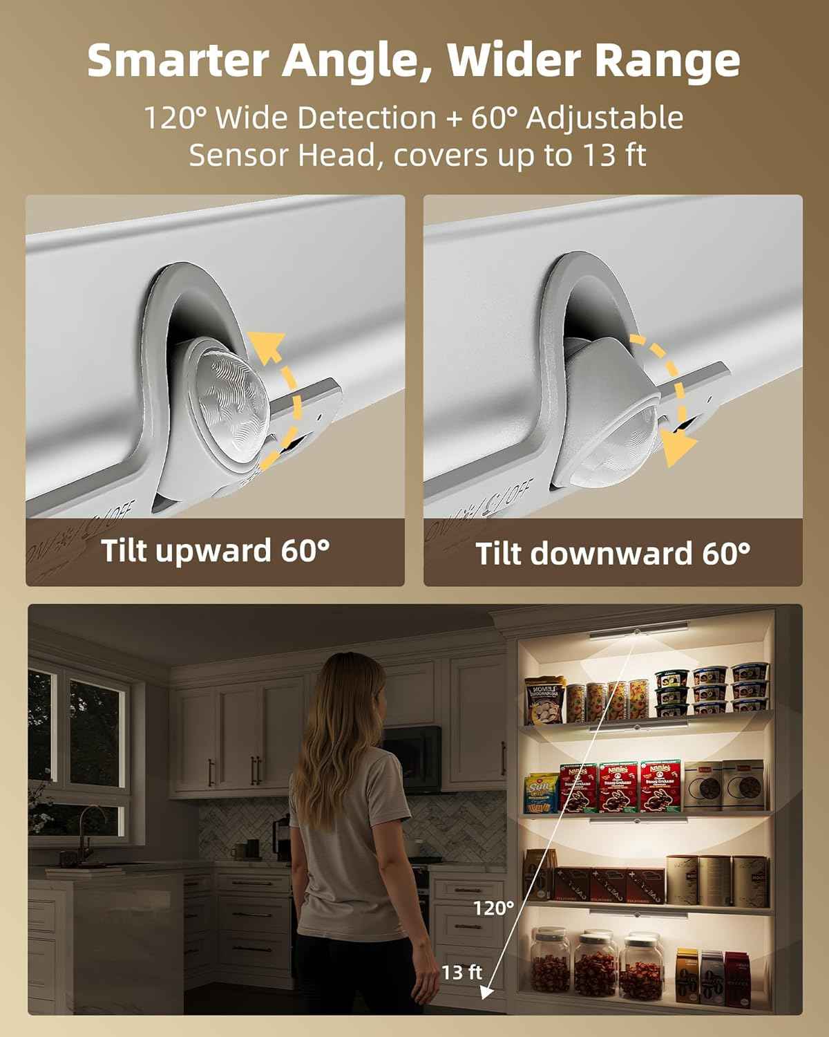 EZVALO Rechargeable LED Cabinet Lights, 2 Pack — Curved Glare-Free Design for Cozy Living Room and Closet Decor