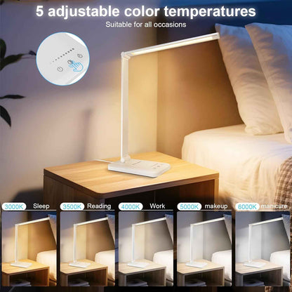 White crown Flicker-Free LED Bedside Lamp – Calming Reading Light with Auto-Off Timer for Wind-Down Routine