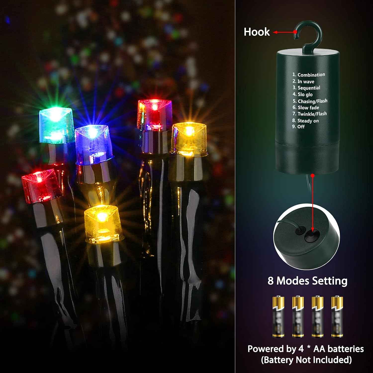 Flacchi Fairy Lights 66ft – Cozy Birthday Gift for Mom, 8 Lighting Modes for Bedroom and Patio Decor