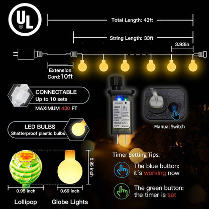 suddus 100 LED Globe String Lights – Ready-to-Give Housewarming Gift for New Homeowners, Warm White Plug-in with Remote