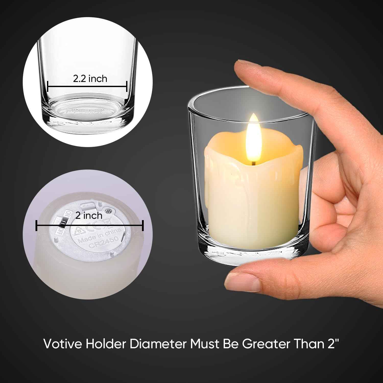 Homemory Flameless Votive Candles with Auto Timer, Calming 6-Hour Realistic Flicker Set for Nightly Wind Down Routine and Meditation Corner, 6 Pack