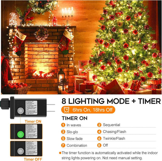 LED Fairy String Lights for Living Room Aesthetic, 8 Modes Warm White Twinkle for Cozy Home Ambiance