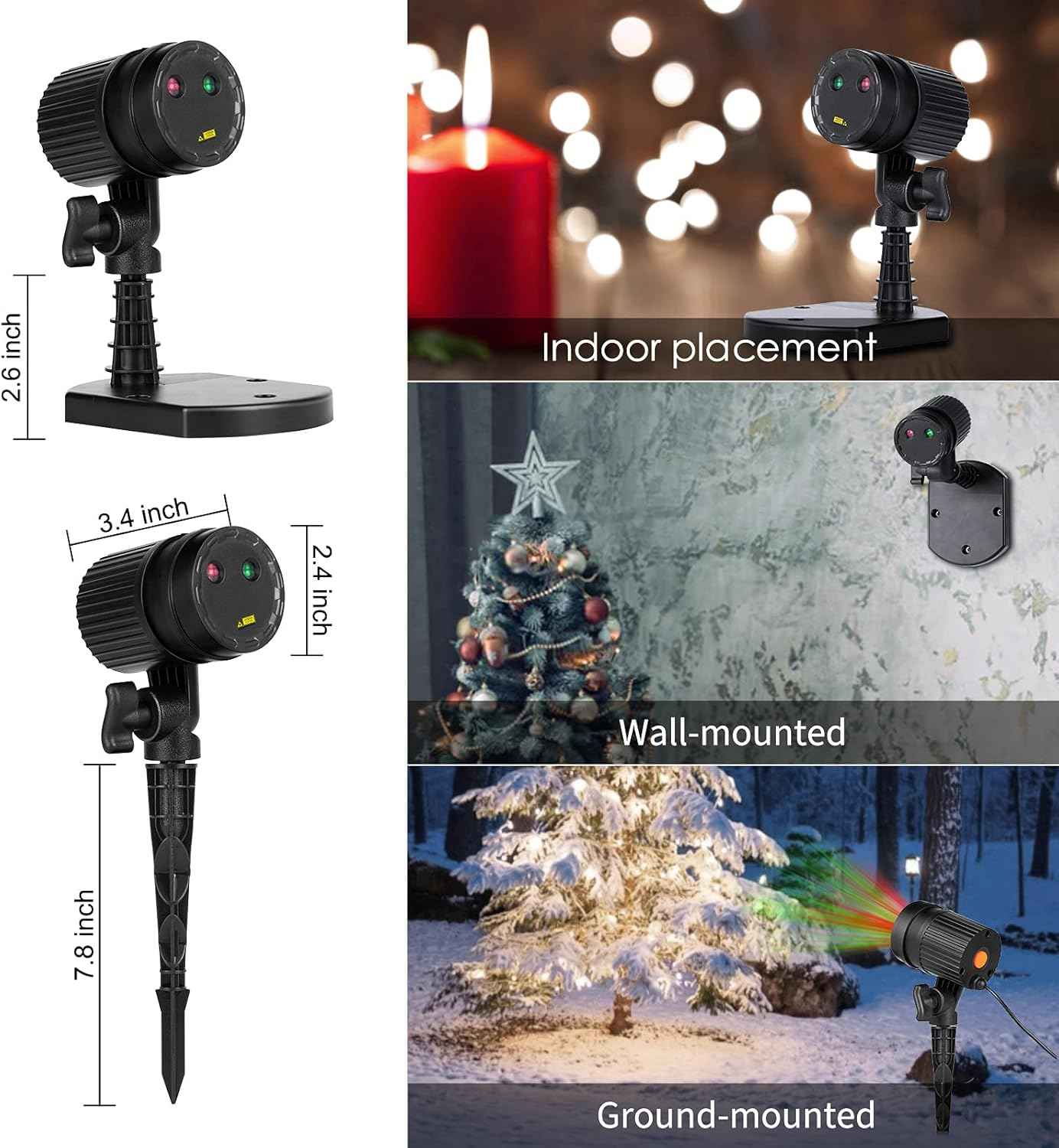 LaserChristmas Star Projector – One Piece Holiday Decor, Stake and Forget with Built in Timer, Clean Matte Finish