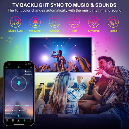 HOUHUI LED Strip Lights 32.8ft RGB+IC – Thoughtful Birthday Gift for Him with Music Sync and App Controlled Ambient Glow
