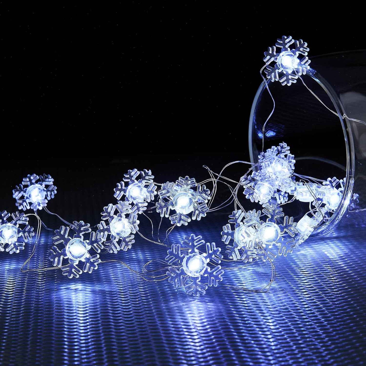 BlcTec Snowflake String Lights – Patio and Porch Battery Decor with 12.8FT Flexible Wire