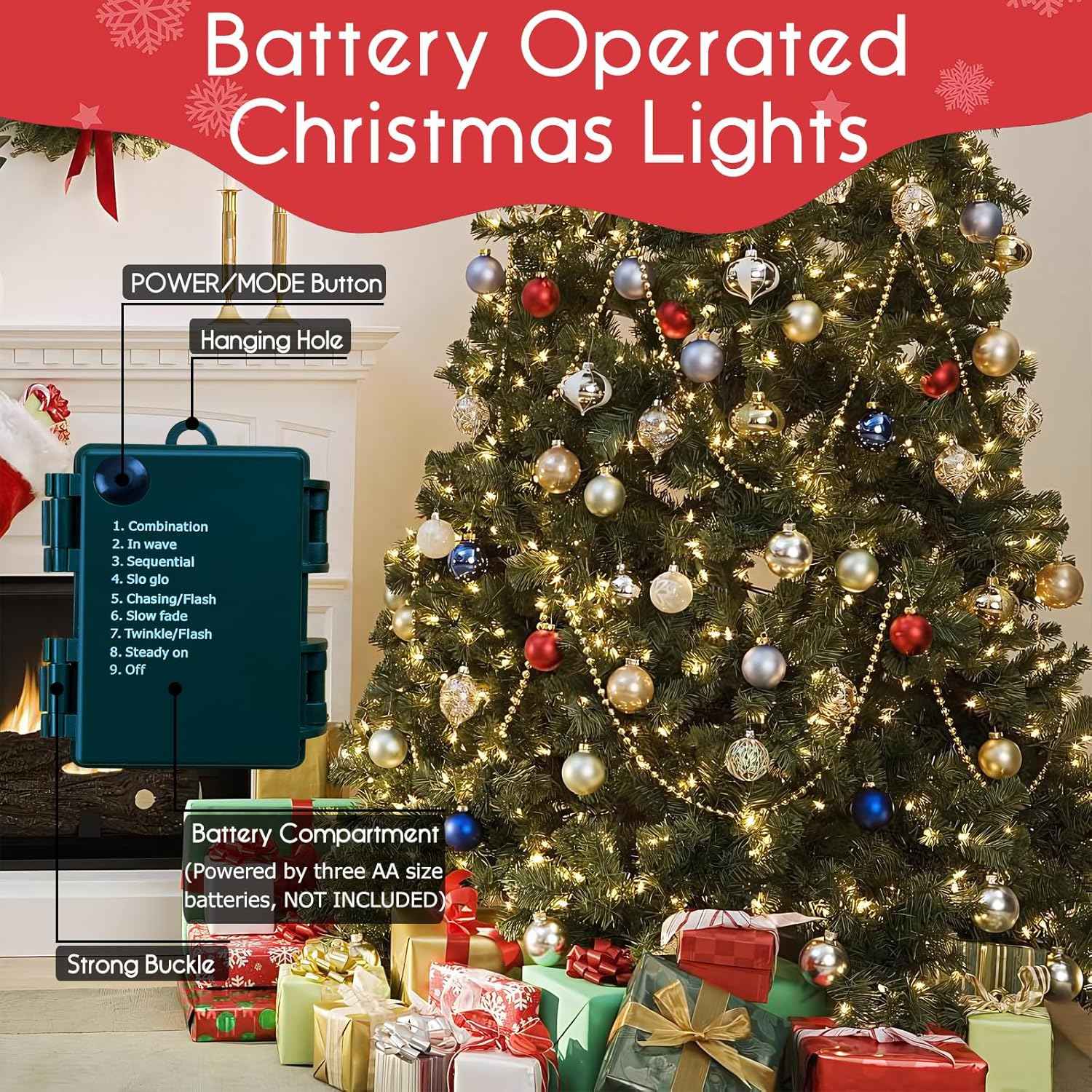 Lumify Home Waterproof Battery String Lights - Portable Patio and Porch Lighting Without Outlets