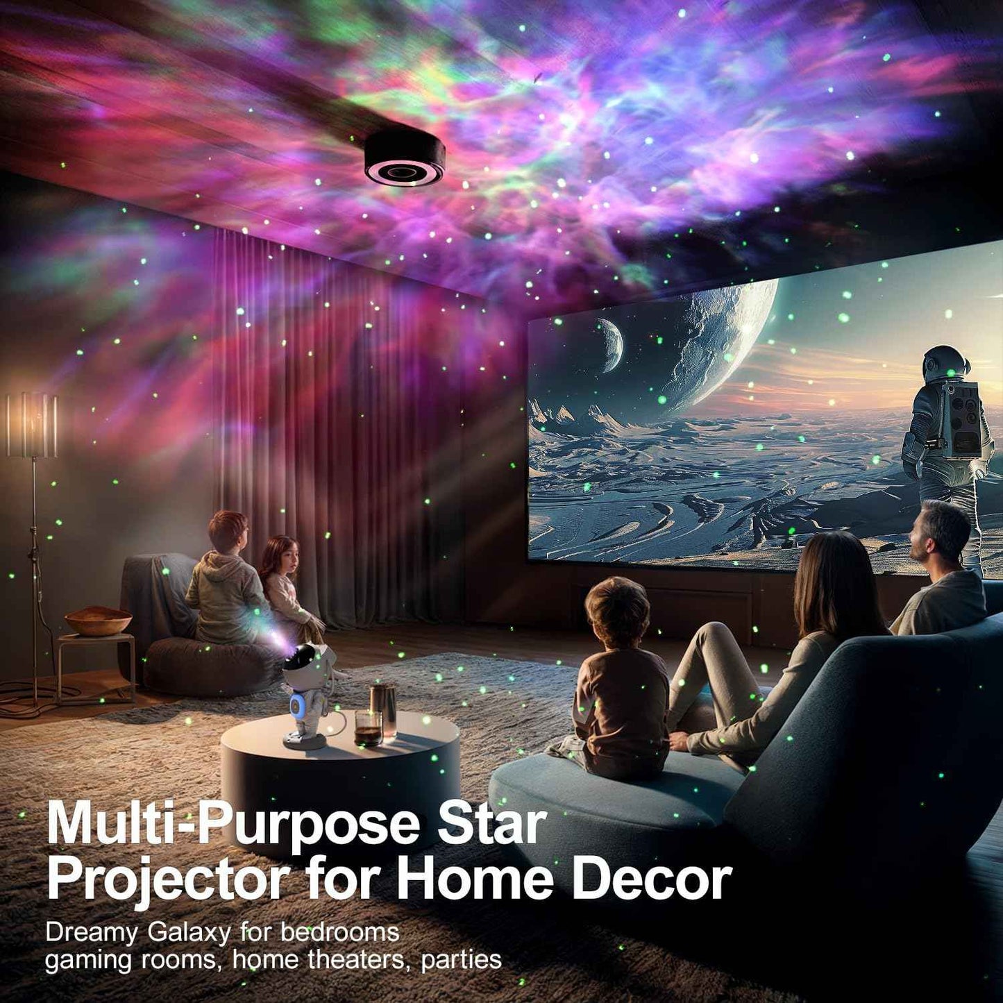 Astronaut Star Projector with Bluetooth Speaker – Cool-Run LED Night Light for Boys and Girls