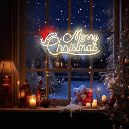 Allball Merry Christmas Neon Sign – Flameless Holiday Wall Light, Cool Touch and Smoke Free LED Decor