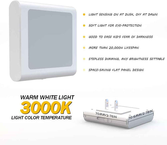 MAZ-TEK Dimmable Night Light for Kids Room – Warm White LED with Auto Sensor, Cool to the Touch