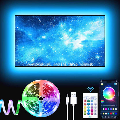 GIPOYENT TV LED Light Strip - Cool Tech Gift for Men and Gamers, RGB Backlight for 35-85 Inch TVs with Bluetooth App
