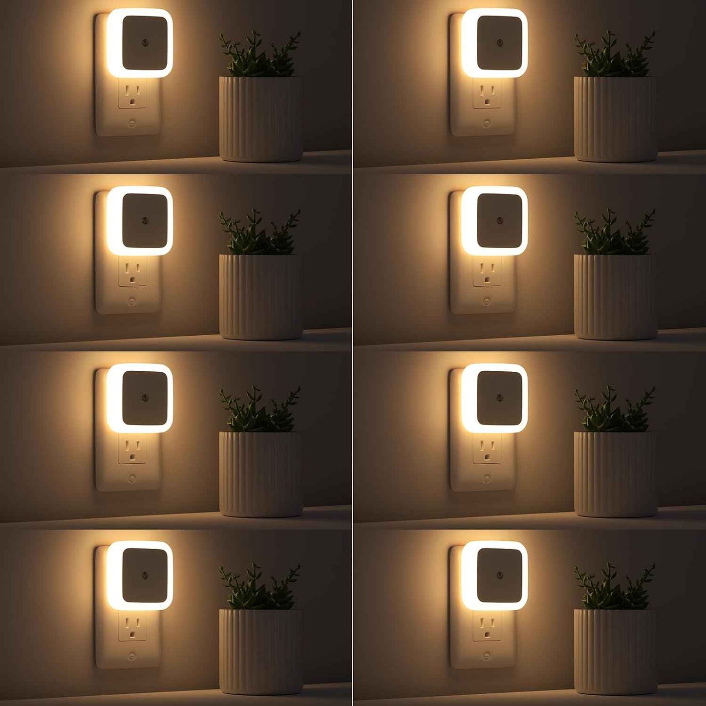 Sujeet Night Light 8-Pack – Gentle Nursery and Kids Bedroom Lighting with Dusk to Dawn Sensor, Cool to Touch LED