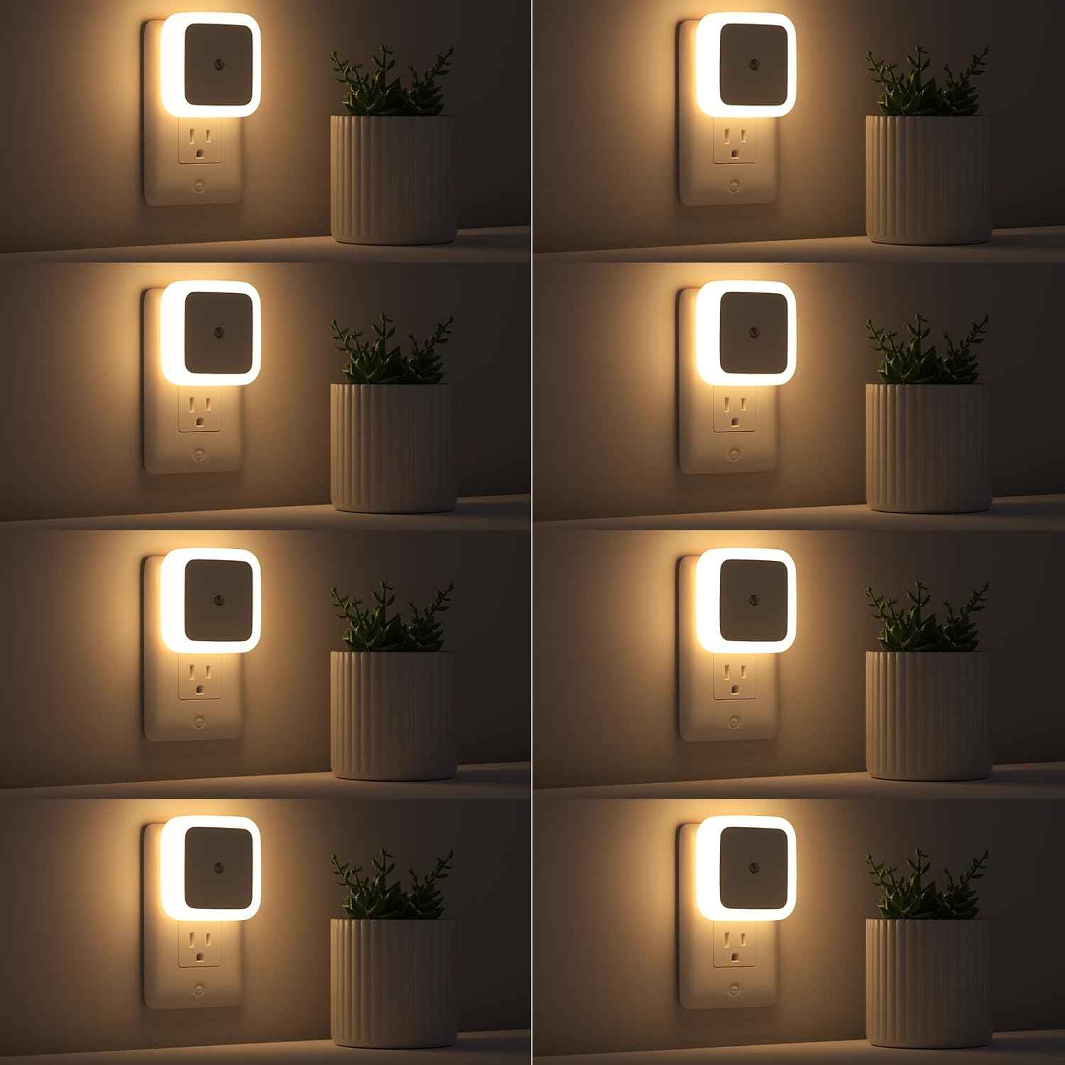 Sujeet Night Light 8-Pack – Gentle Nursery and Kids Bedroom Lighting with Dusk to Dawn Sensor, Cool to Touch LED