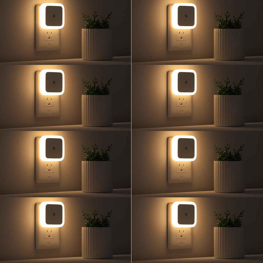 Sujeet Night Light 8-Pack – Gentle Nursery and Kids Bedroom Lighting with Dusk to Dawn Sensor, Cool to Touch LED