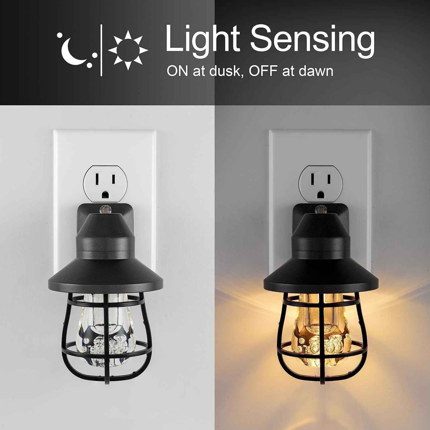 GE Vintage LED Night Light – Staircase Safety Lighting 2 Pack, Warm 2200K LED Replaces Open Flame, Photo Cell Automatic On
