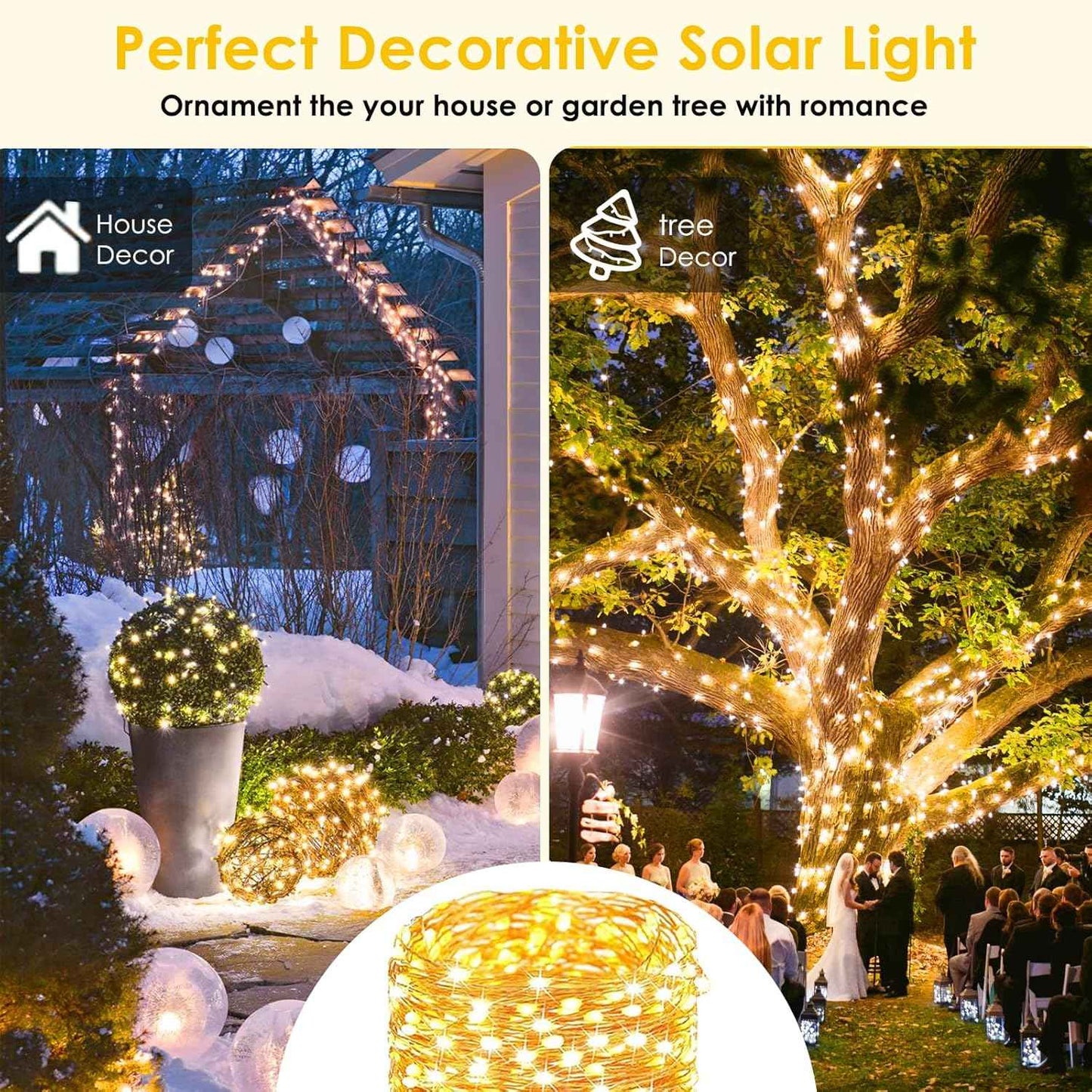 Luminex Solar String Lights – Living Room and Reading Nook Aesthetic, Warm White Ambient Copper Lights