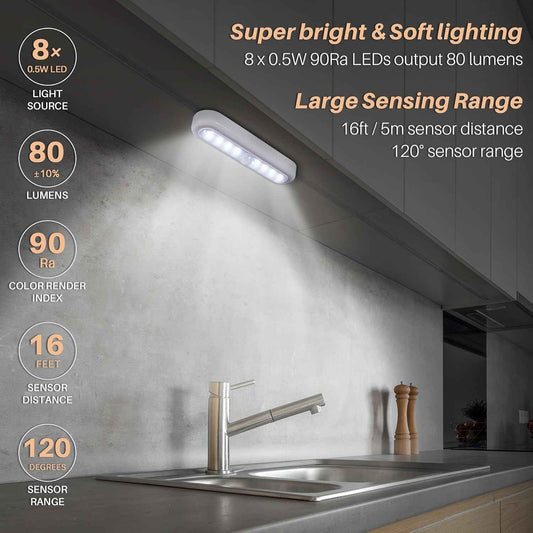 STAR-SPANGLED 3 Pack 7” Motion Sensor Light Indoor Battery Operated – Warm White LED Accent Light for Bedroom, Living Room, and Hallway