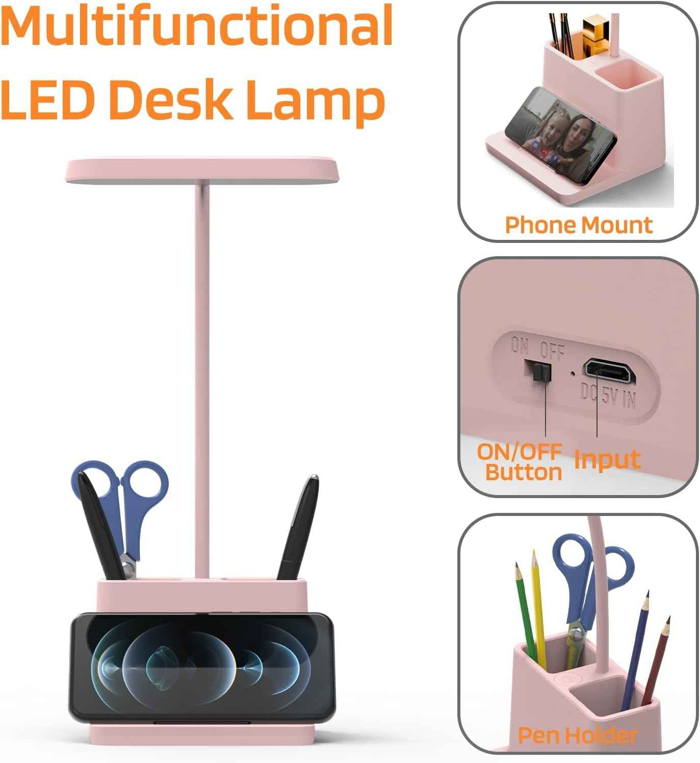 AXX Cute Desk Lamp Pink – Aesthetic Bedroom Decor for Teen Girls, Kawaii LED Light for Cozy Corner Styling