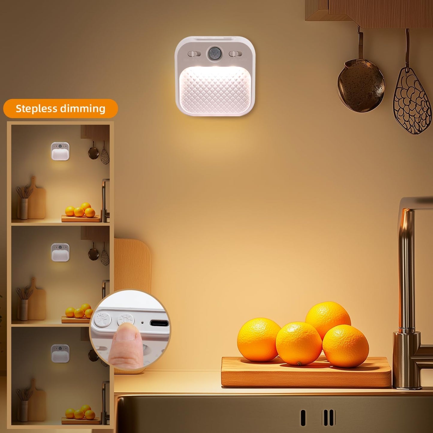built-in magnetic body paired with adhesive mounting patches for tool-free installation