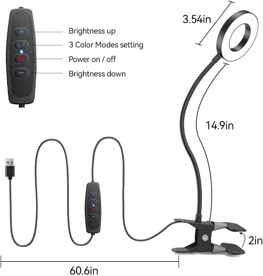 Minimalist LED Desk Lamp – Clean-Lined Clip-On Light for Clutter-Free Workstations, USB Powered