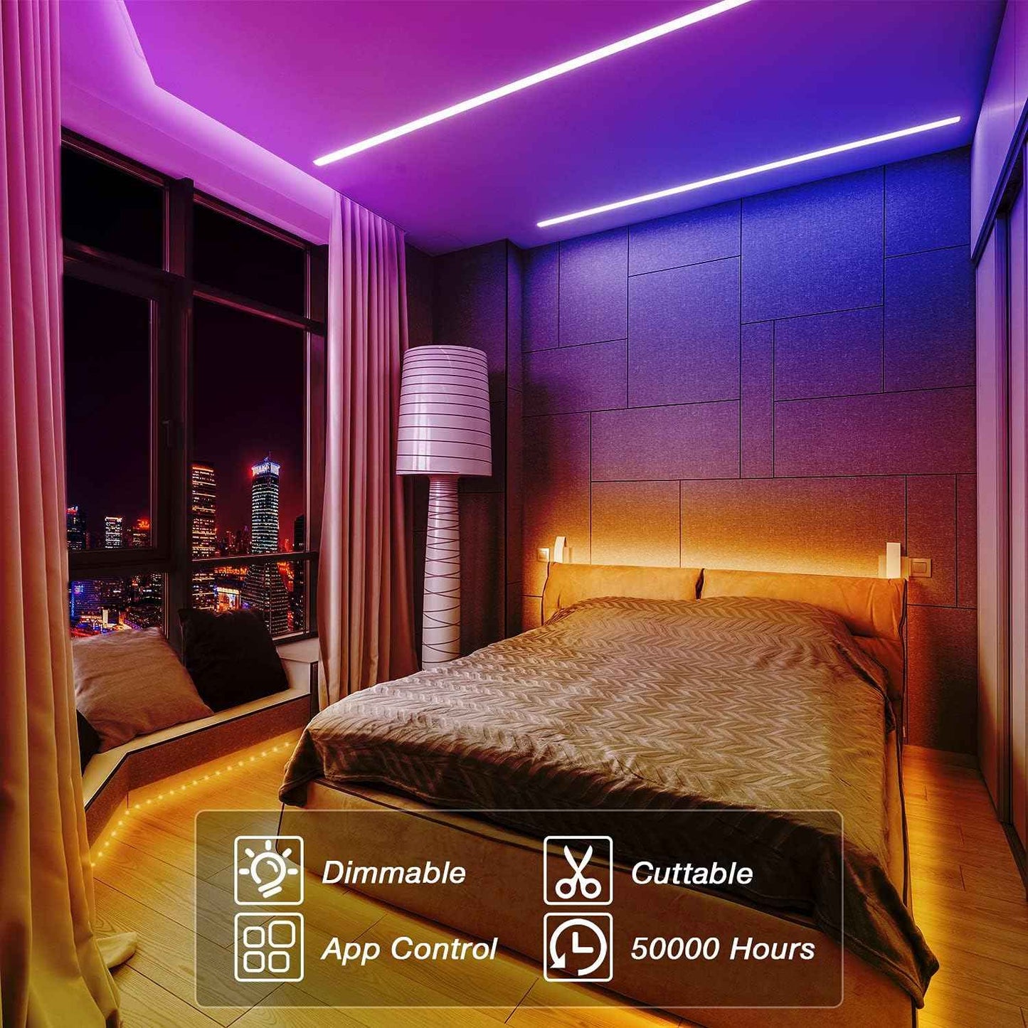 Lumiglow LED Strip Lights 100ft – RGB Bias Lighting for Home Office Desk, Monitor Backlight and Focus Setup