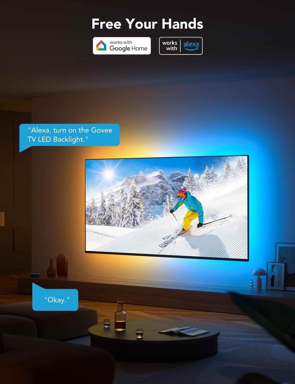 Govee TV LED Backlight – Eye-Strain-Reducing Bias Lighting for Relaxing Movie Nights on 55-65 Inch TVs