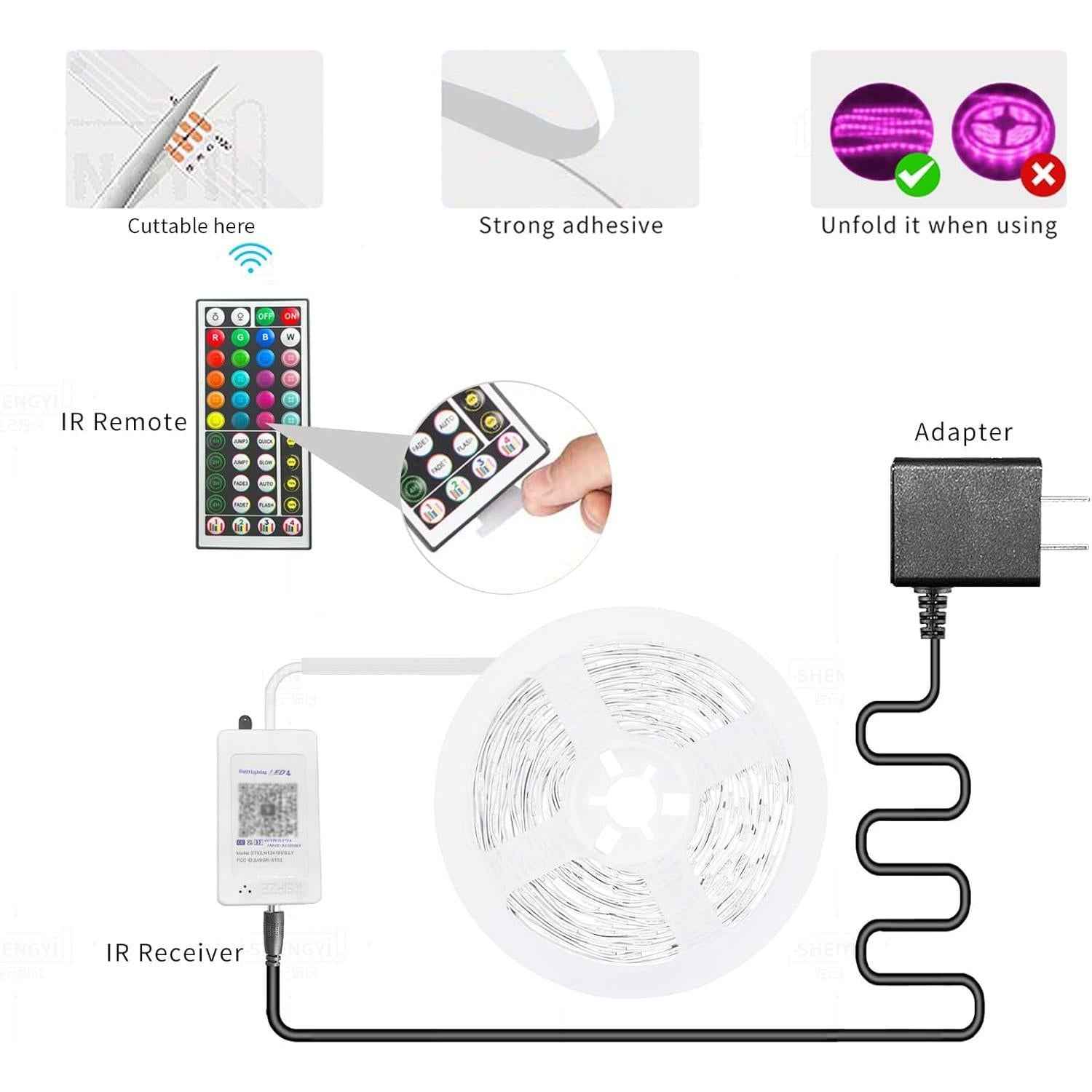 KSIPZE 100ft LED Strip Lights for Kids Bedroom, RGB Color Changing Lights with App and Auto Timer for Playroom
