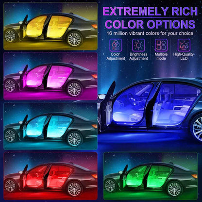 LivTee Car Interior Lights – Christmas Gift for Him, App-Controlled RGB LED Strip Kit with Music Sync