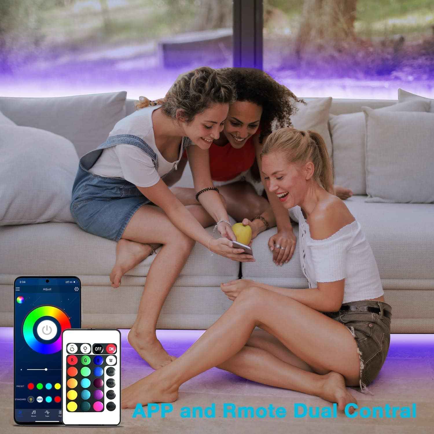 dalattin Kids LED Lights for Bedroom and Playroom, RGB Strip Lights with Remote and App Control, Easy Install No Tools Room Decor for Girls and Boys