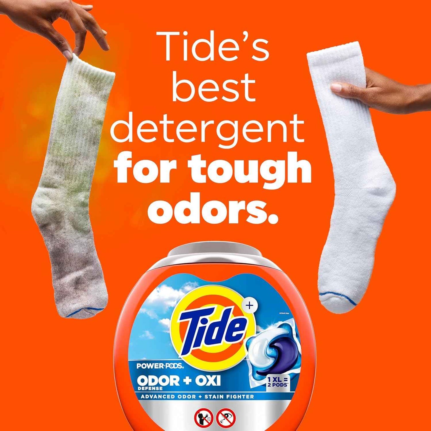 Tide Odor Defense + Oxi Laundry Detergent Pacs for Busy Home Offices, Heavy Cold-Water Loads in One Drop