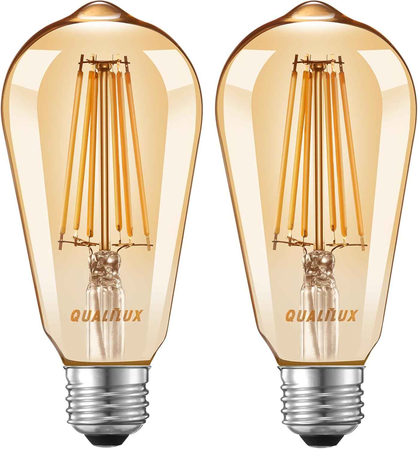 HQ-H027 Retro Filament LED Bulb for Vintage Sconces, Barn-Style Fixtures, and Coffee Bar Aesthetic, 2-Pack