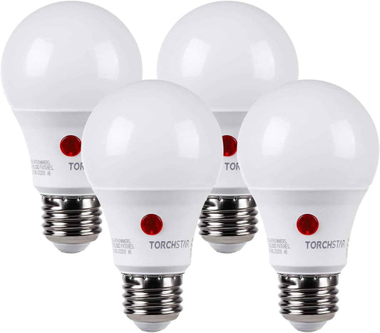 TORCHSTAR Dusk to Dawn LED Bulb – Cottage-Style Front Porch and Carriage Fixture Lighting, Photocell Sensor Auto On/Off, 2700K Soft White, 4-Pack