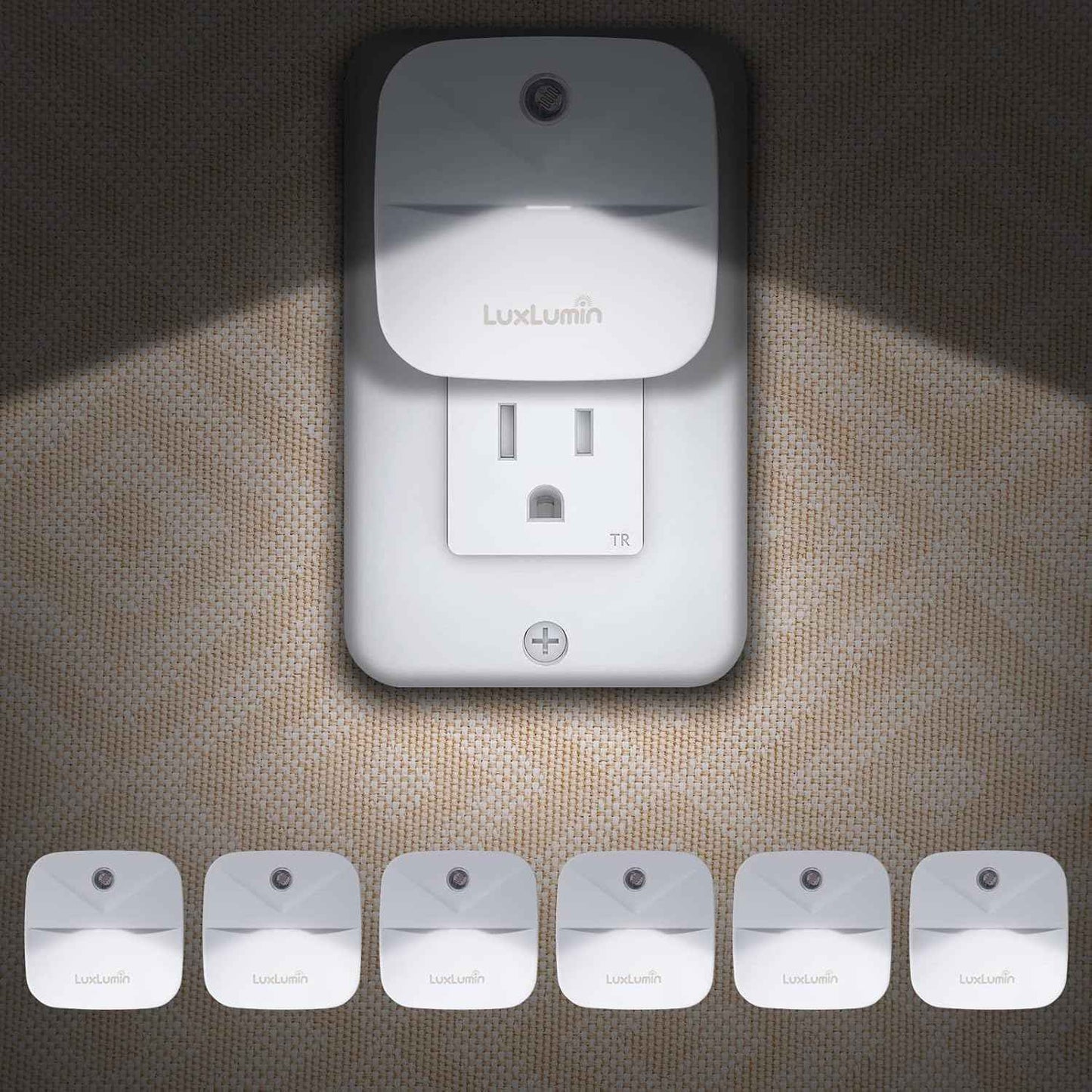 EverBrite LED Night Light – Automatic Dusk-to-Dawn Sensor, Flameless Plug-in Wall Light for Stairs and Bathroom, 6 Pack