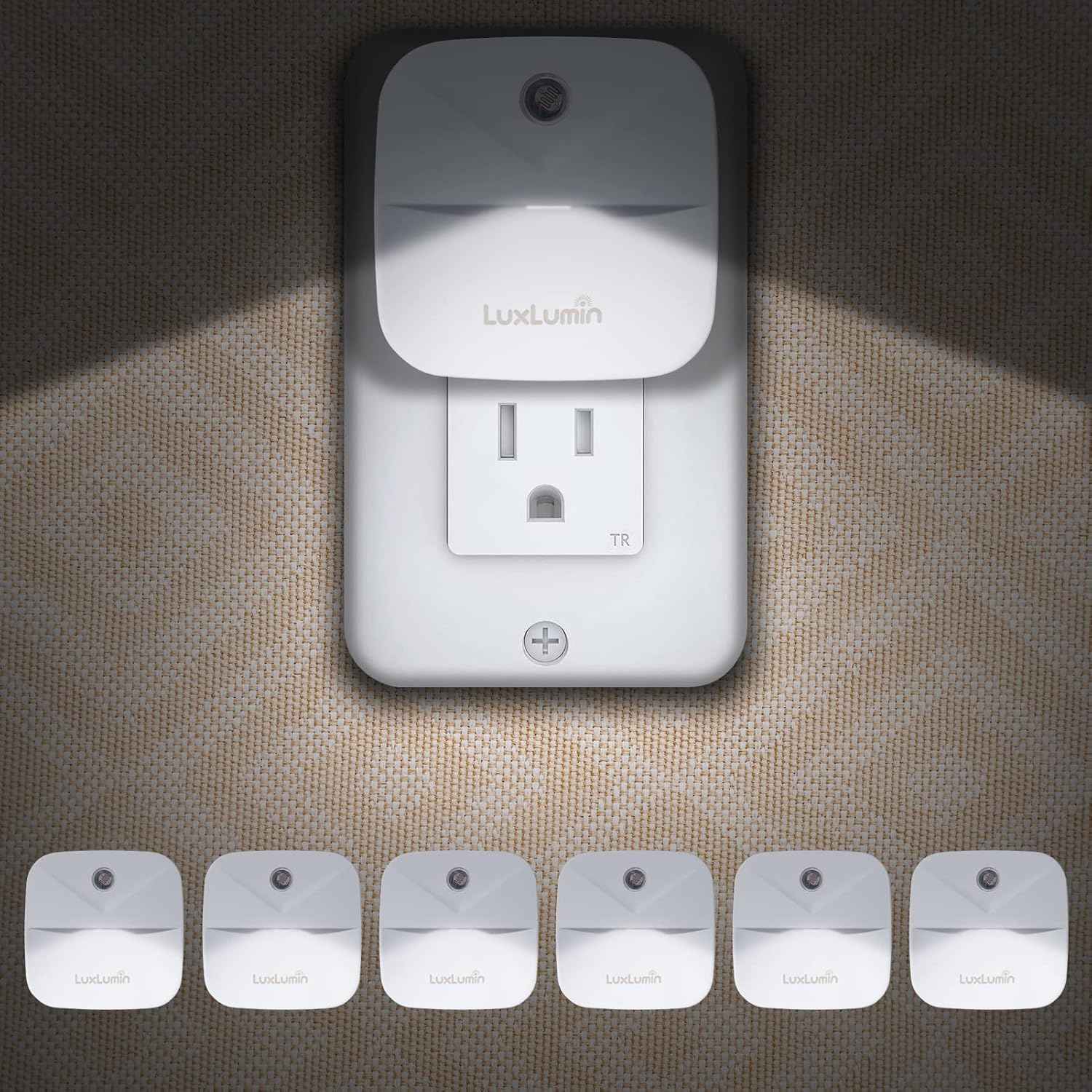 EverBrite LED Night Light – Automatic Dusk-to-Dawn Sensor, Flameless Plug-in Wall Light for Stairs and Bathroom, 6 Pack
