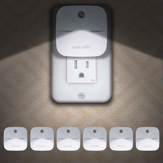EverBrite LED Night Light – Automatic Dusk-to-Dawn Sensor, Flameless Plug-in Wall Light for Stairs and Bathroom, 6 Pack