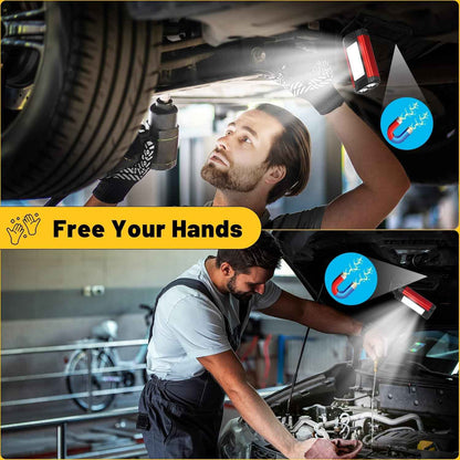 YiaMia Rechargeable LED Work Light 2 Pack – Magnetic Task Light for Auto Repair, Workshop, and Crawl Space Jobs