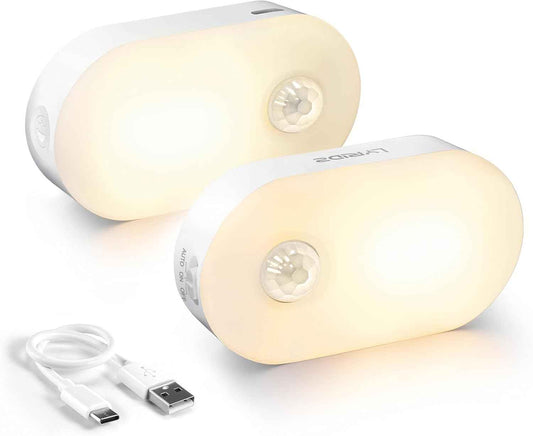 Lyridz Rechargeable Motion Night Light for Stairways and Bathrooms, Flameless LED Path Lighting to Prevent Trip and Fall Injuries at Night