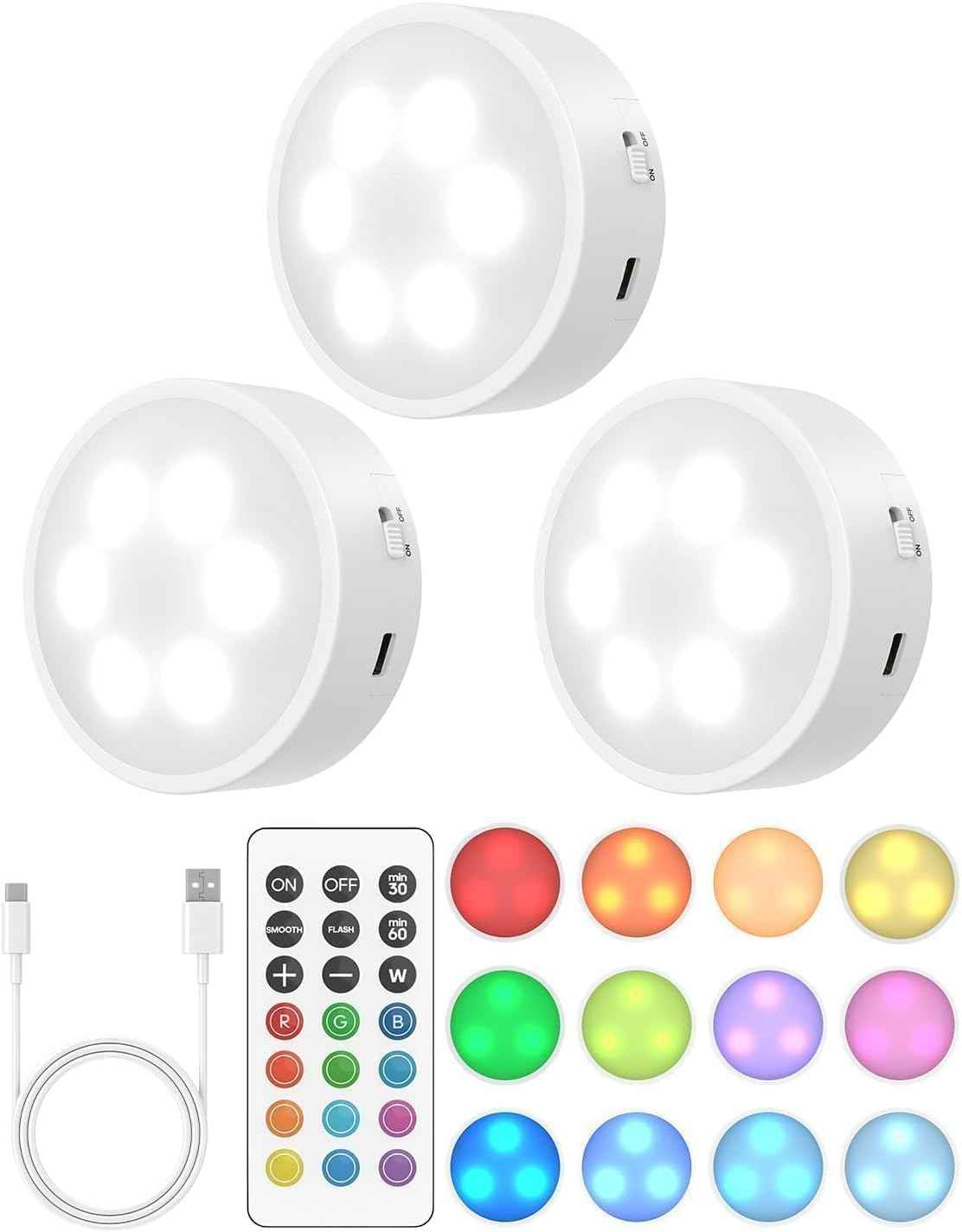 Wireless Puck Lights — Clutter-Free Under Cabinet Lighting with Magnetic Mount and Type-C Recharge