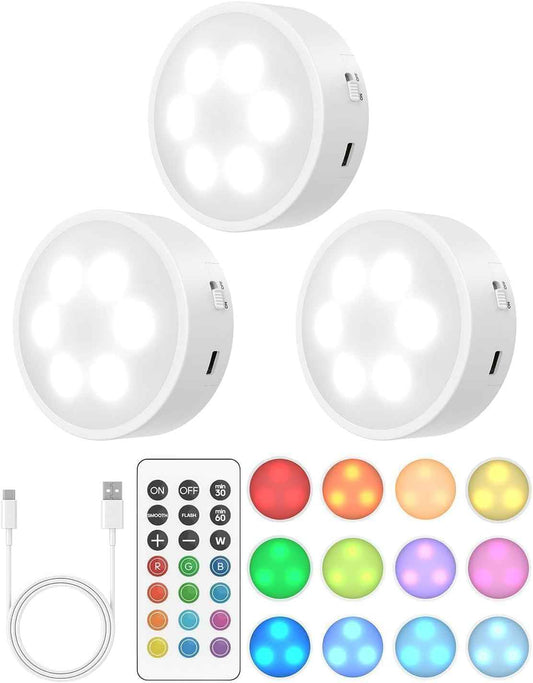 Wireless Puck Lights — Clutter-Free Under Cabinet Lighting with Magnetic Mount and Type-C Recharge