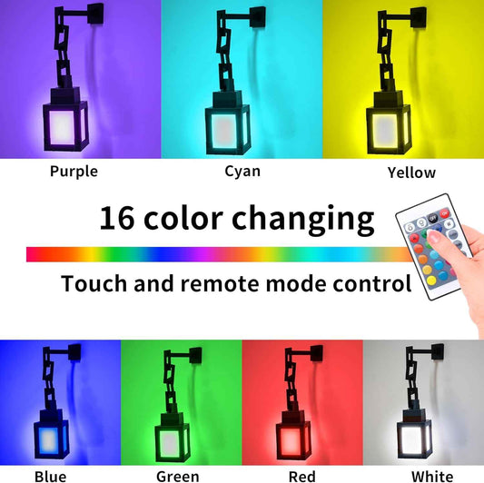 Pixelated Lantern Night Light - Cool Birthday Gift for Teen Boys, 16 Colors Gamer Room Accent Lamp with Remote