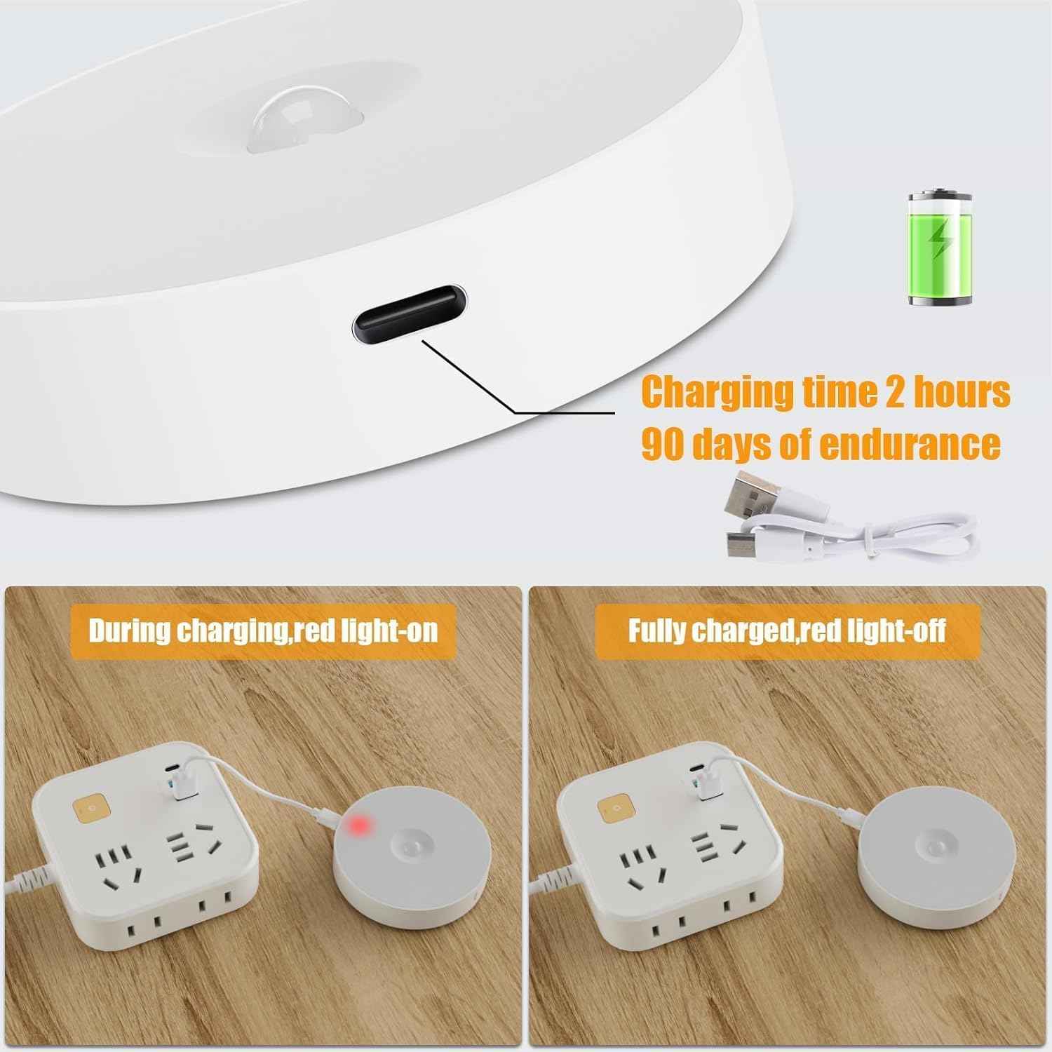 LuminBeam Round Motion Light – Clean Modern Wireless Night Light for Clutter-Free Homes, Rechargeable