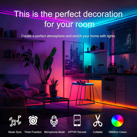[Brand] RGB LED Strip Lights – 200FT Smart Mood Lighting for Bedroom Aesthetic and Living Room Ambiance