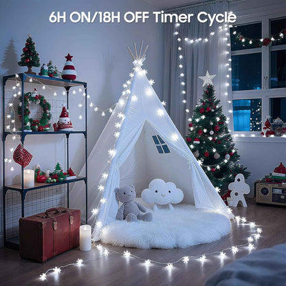 Lakumu Snowflake Fairy Lights 20FT Battery Operated String Lights for Bedroom Aesthetic and Cozy Living Room Decor