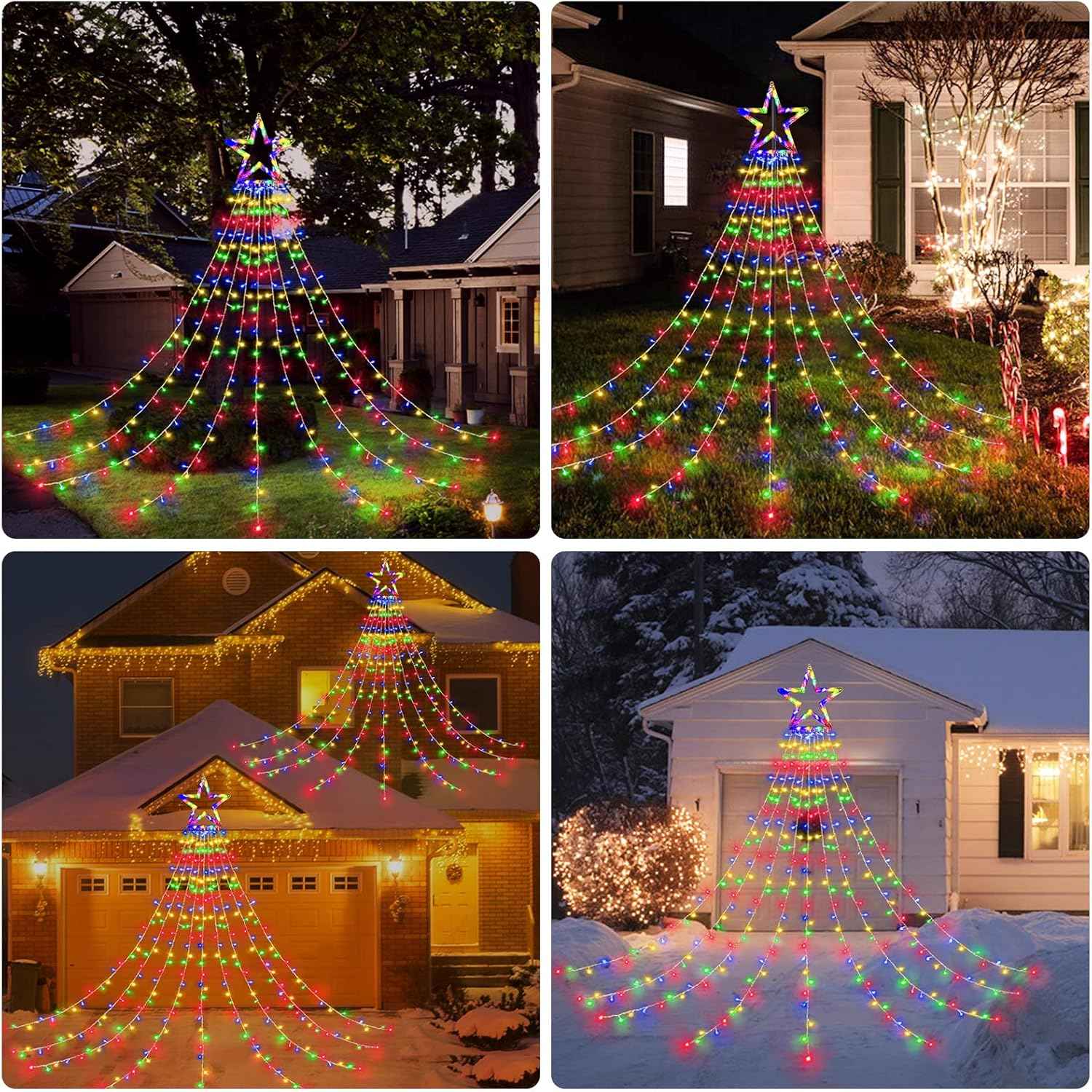 BlcTec Waterfall Christmas Lights – Family-Safe Yard and Playroom Décor with Cool-Running LEDs and Timer