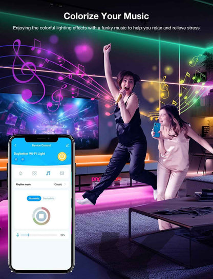 DAYBETTER LED Strip Lights Housewarming Gift – 16 Million Color WiFi Smart Light with Music Sync for Any Room