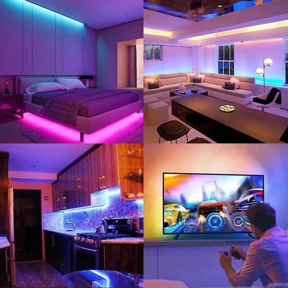 DAYBETTER LED Strip Lights 50ft – Modern Bedroom Decor with App-Controlled Color Changing