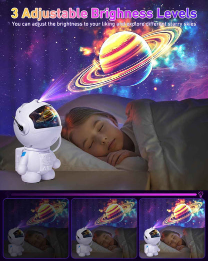 AstroLume Astronaut Galaxy Projector for Bedroom Decor – Sculptural Figurine Night Light with 12 Cosmic Scenes for Living Room