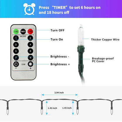 String Lights Warm White LED with 8 Modes and Auto Timer, Charming Housewarming Gift and Holiday Present for Women, Waterproof USB or Battery Powered